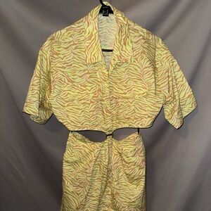 Forever 21 Lime and Peach Zebra Print Top